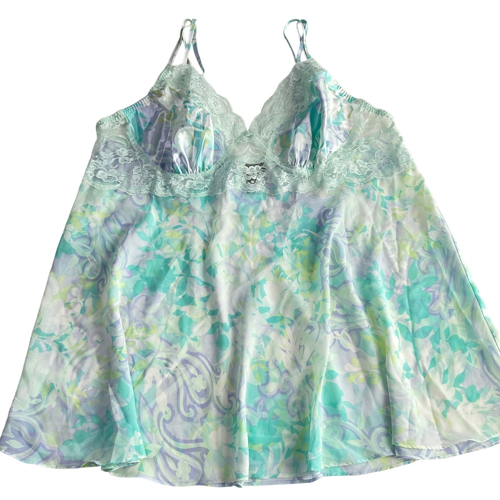 Secret Treasures Satin Lace Sheer Nightie Babydoll Chemise Sz 2X 18-20 Delicate